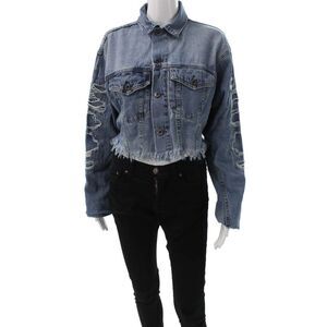 Carmar Womens Basic Denim Jacket Blue Button Long Sleeve Size S
